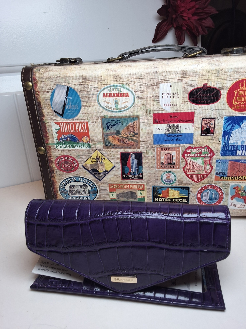 Brahmin Purple Croc-Embossed Leather Wallet